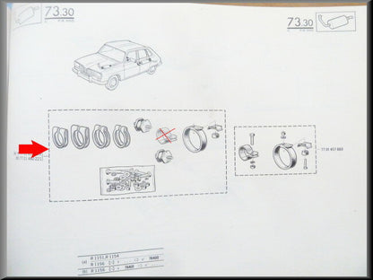 Uitlaat bevestigingsset – Renault 16 TX, TS – OEM 7701460221