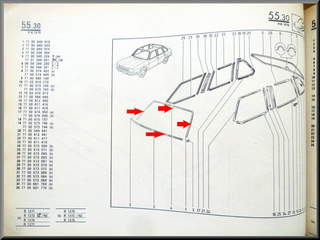 Kit complet de joints de pare-brise chromés – Renault 20 - Renault 30 – OEM 7701458414 – NOS