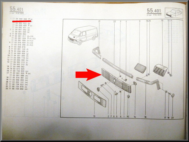 Grill  – Renault Trafic – OEM 7704000360 – NOS