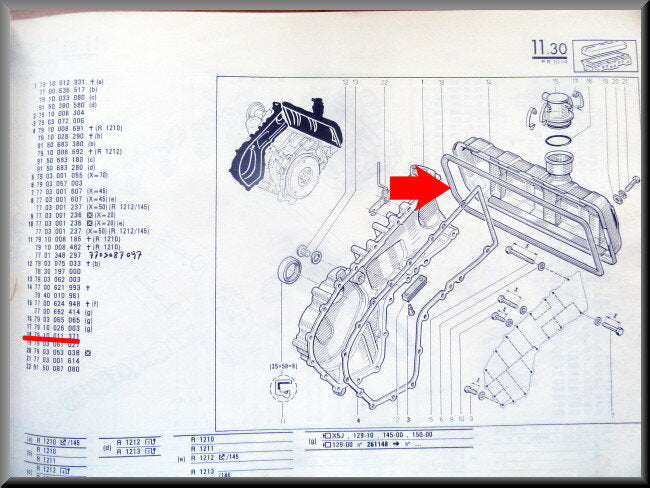 Valve cover gasket – Renault 14 – OEM 7910011371 – NOS