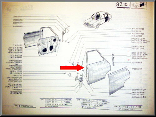 Rear left door – Renault 12 – OEM 7701507979 – NOS
