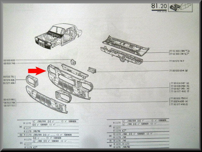 Frontplaat  – Renault 12 nieuwe type – OEM 7700627361 / 7700616047