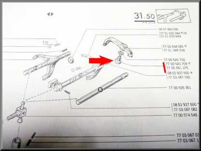 Bolt selector fork – Renault 12 – Renault 16 - OEM 7700520709