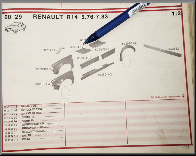 Deel bodemplaat rechts  – Renault 14 – NOS