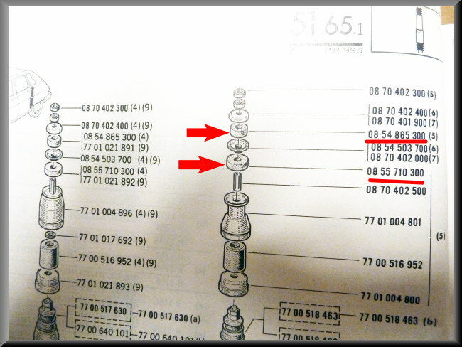 Silentblocs amortisseurs avant et arrière – Renault 16 – Renault 12 - OEM 0854865300 / 0855710300