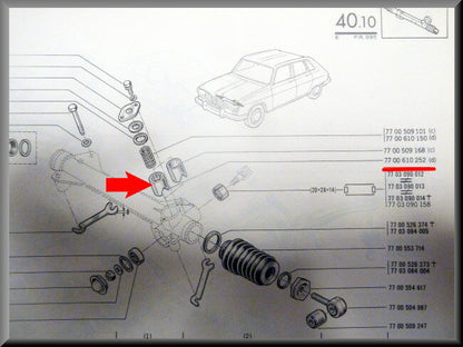 Bague de guidage de crémaillère de direction – Renault 15 - Renault 16 - Renault 20 - Renault diverses – OEM 7700610252