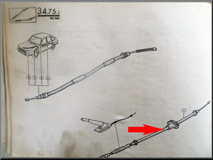 Handbrake cable rear left – Renault 25 - Renault 30 – OEM 7700571640 – NOS