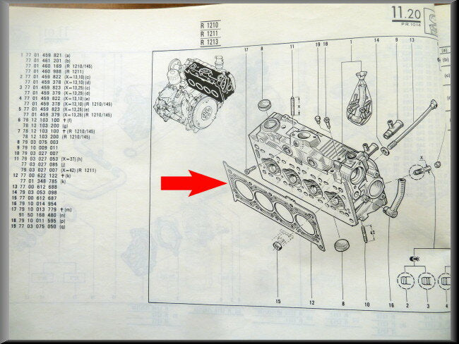 Joint de culasse – Renault 14 – OEM 7910022563 / 7701348785 – NOS