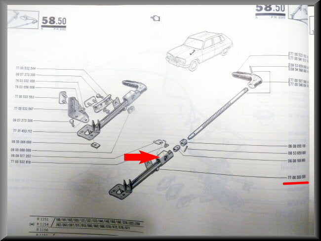 Handrem houder – Renault 16 – OEM 7700533556