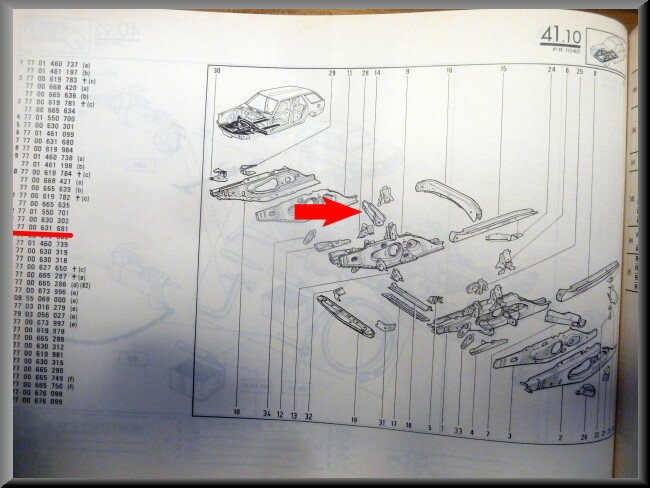 Chassis onderdeel rechts  – Renault 18 – OEM 7700631681 – NOS