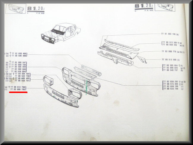 Façade avant – Renault 12 ancien modèle – OEM 7700513708