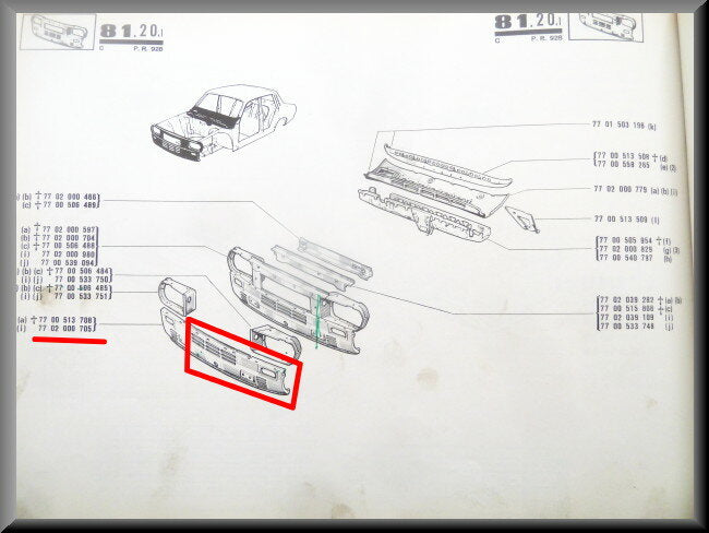 Front panel (3/4 part) – Renault 12 old type – OEM 7700513708A
