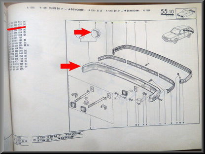 Rear bumper with rubber strip – Renault 18 – OEM 7701461078 – NOS