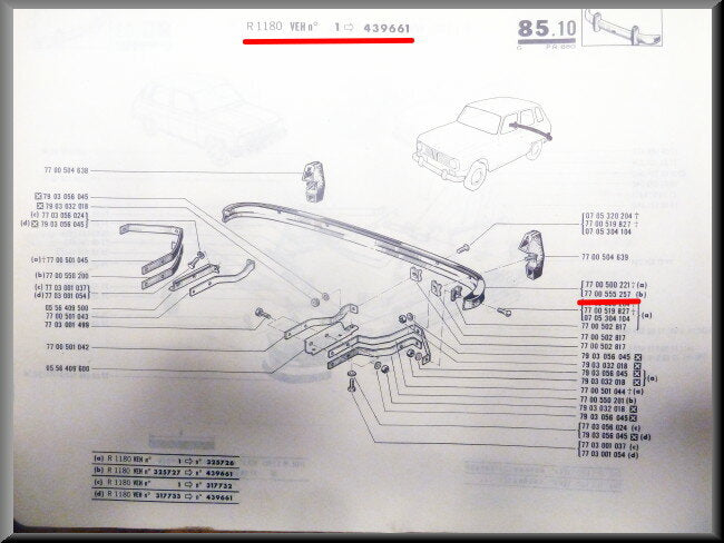 Rear bumper – Renault 6 up to 1974 – OEM 7700555257 – NOS