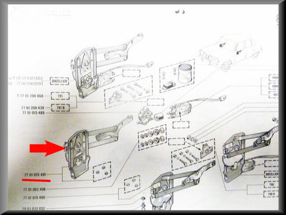 Mécanisme de lève-vitre avant droit – Renault 16 TX, TS – OEM 7701015491