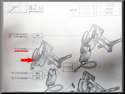 Ruithef mechaniek voorzijde rechts  – Renault 16 TX – OEM 7701018007 – Used