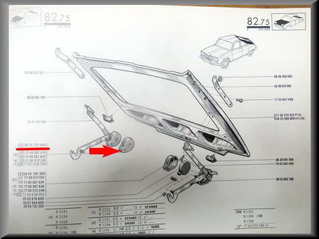 Afdekkapje achterklep scharnier rechts (GRIJS) – Renault 16 – OEM 0855705800