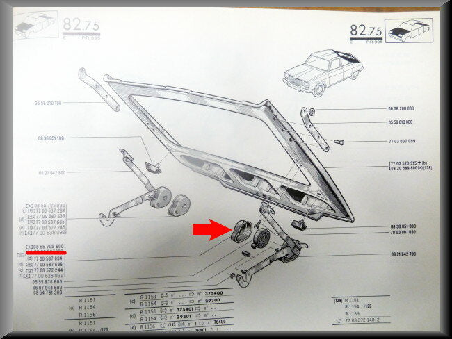 Afdekkapje achterklep scharnier links (GRIJS) – Renault 16 – OEM 0855705900