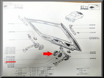 Afdekkapje achterklep scharnier rechts (ROOD) – Renault 16 – OEM 7700587636