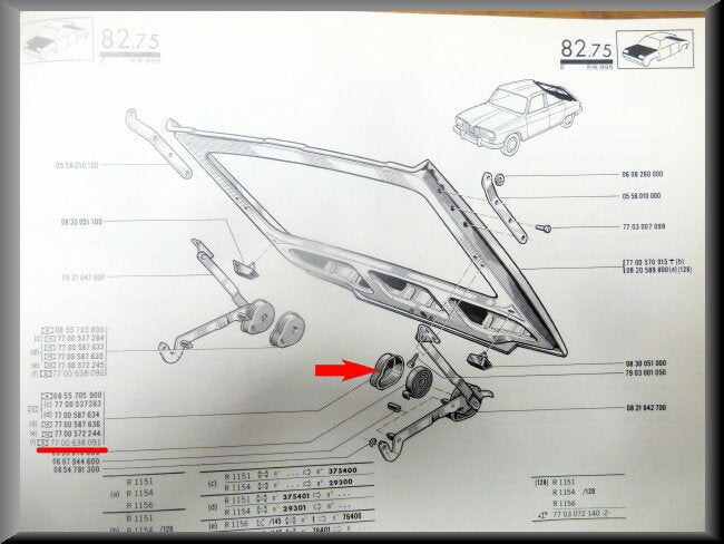 Afdekkapje achterklep scharnier links (Zwart) – Renault 16 – OEM 7700638091