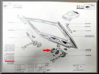 Afdekkapje achterklep scharnier links (Zwart) – Renault 16 – OEM 7700638091