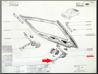 Achterklep scharnier links – Renault 16 – OEM 0821642700