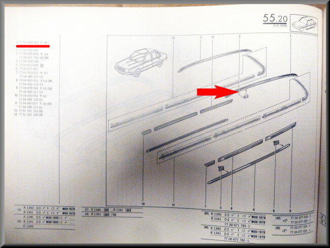 Sierlijst achter rechts  – Renault 18 – OEM 7700649953 – NOS