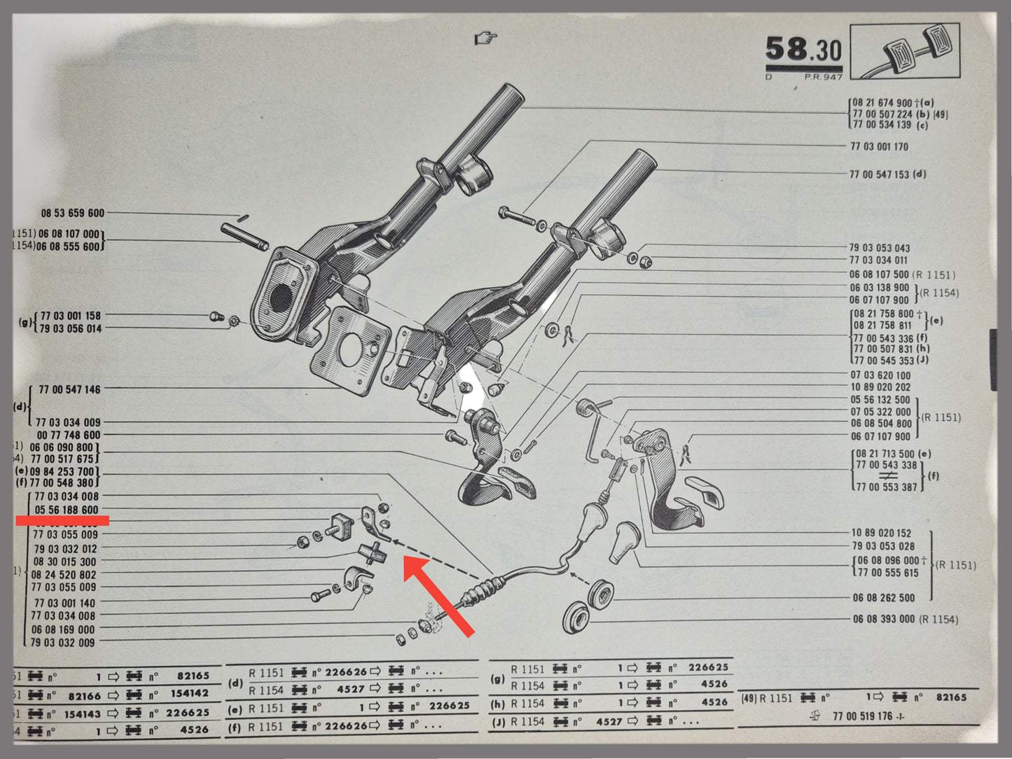 Houder koppelingskabel – Renault 16 – OEM 0856188600