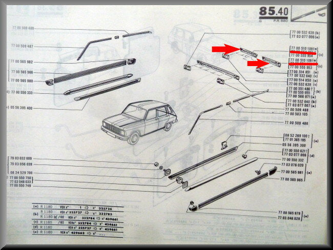 Bandeau décoratif de hayon – Renault 6 – OEM 7700510109 – NOS