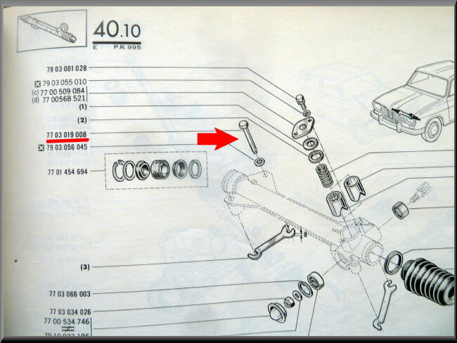 Steering box bolt M8 x 70 – Renault 16 – OEM 7703019008