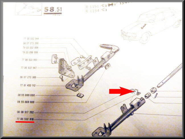 Ressort loquet de blocage frein à main – Renault 16 – OEM 7700532818