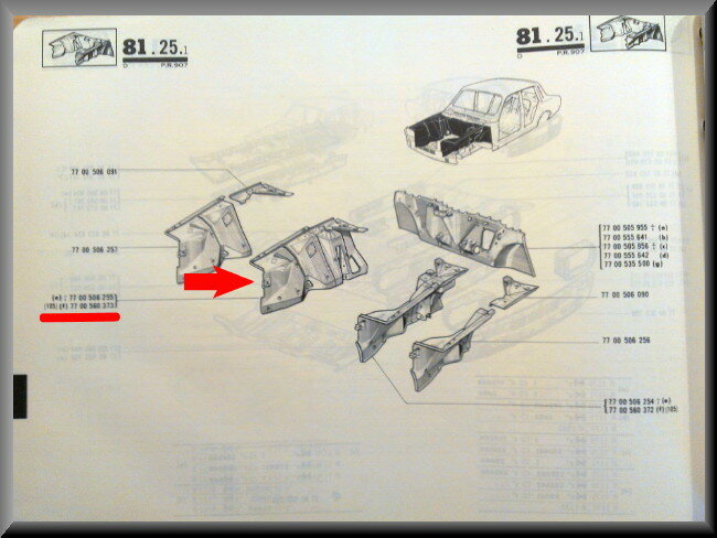Binnenscherm voorzijde rechts  – Renault 12 – OEM 7700560373 (New Old Stock)