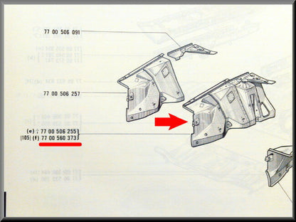 Binnenscherm voorzijde rechts  – Renault 12 – OEM 7700560373 (New Old Stock)