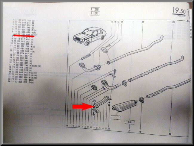 Uitlaat steun  – Renault 14 – OEM 7700590404A – NOS