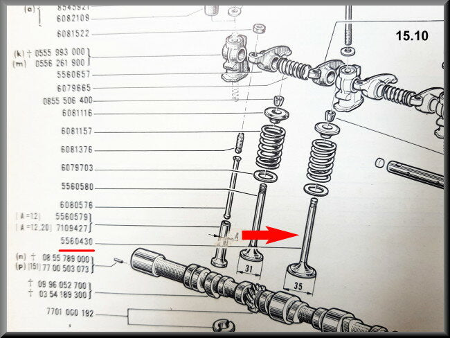 Inlaat klep (35 mm 102,9 mm 8 mm) – Renault 16 TL, L – OEM 7701458189A / 0556043000 / 0556316500