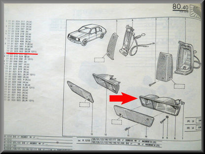 Indicator unit left Seima – Renault 14 (R1211) – OEM 7701023922 – NOS
