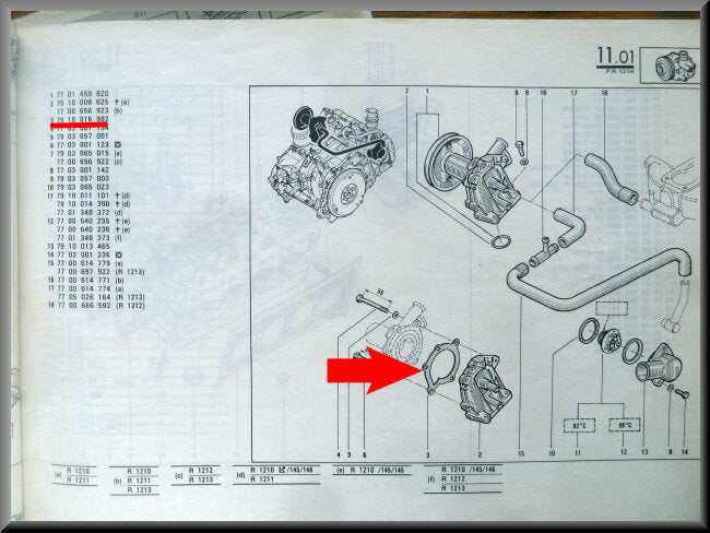 Waterpomp pakking  – Renault 14 – OEM 7910016982 – NOS