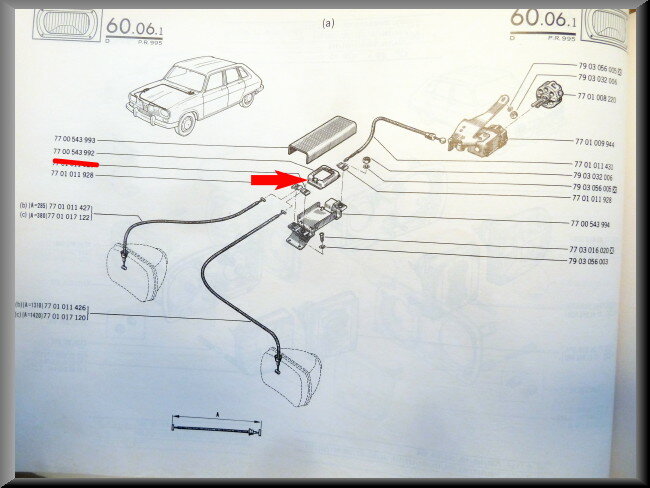 Geleiderail afstelmechanisme koplampen – Renault 116 TS-TX type 1 – OEM 7700543992
