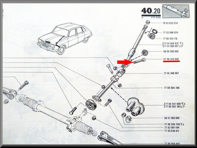 Tie rod bolt M10 – Renault 16 – OEM 0608706902 / 0706327600