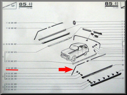 Roof molding front left – Renault 6 – OEM 7700509486