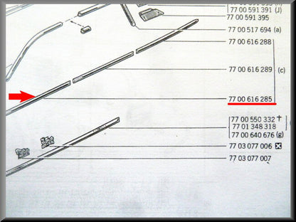 Sierlijst portier voorzijde links  – Renault 12 – OEM 7700616285 – NOS