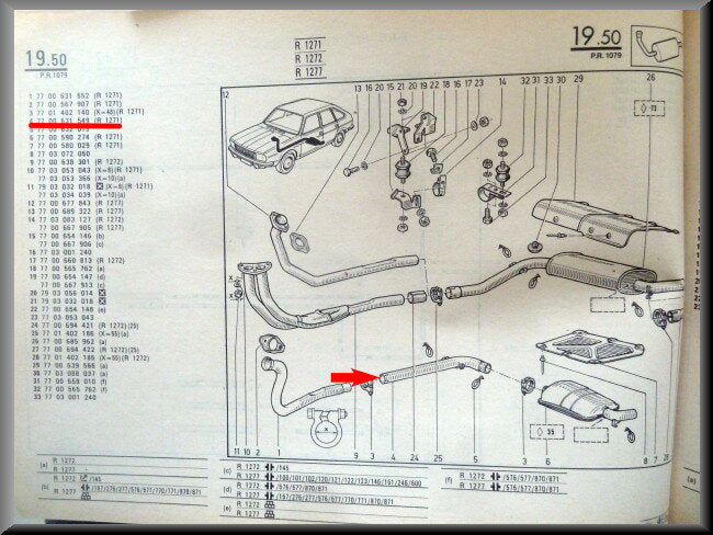 Exhaust pipe – Renault 20 – OEM 7700631549 – NOS
