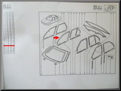 Window seal front right – Renault 19 – OEM 7700783979 – NOS