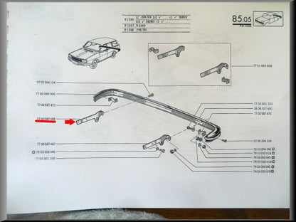 Bumpersteun rechts achter – Renault 12 Break – OEM 7700587468