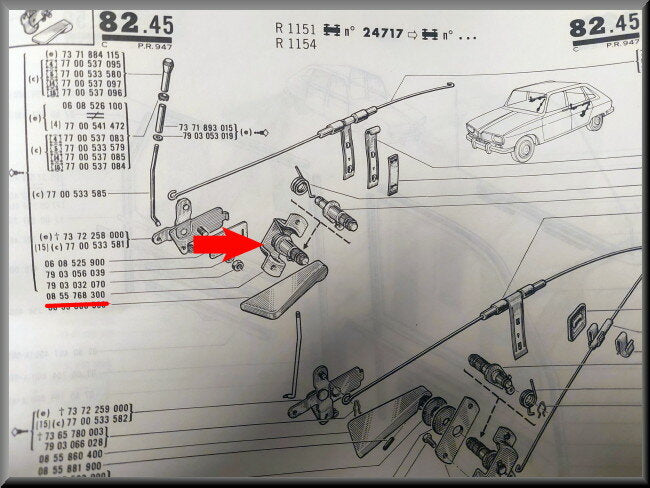 Deurgreep bevestiging achter rechts – Renault 16 – OEM 0855768300 / 7701348361