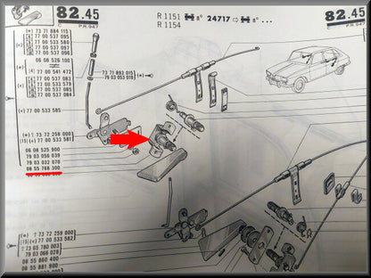 Deurgreep bevestiging achter rechts – Renault 16 – OEM 0855768300 / 7701348361