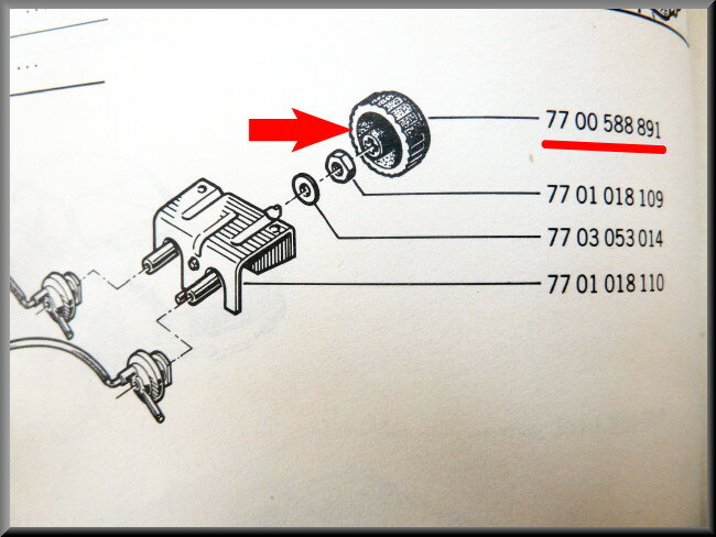 Stelknop koplamp – Renault 12 – OEM 7700588891
