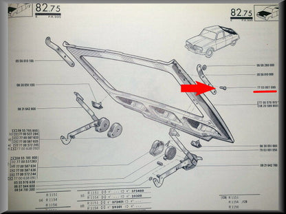 Achterklep schroef en revet – Renault 16 – OEM 7703061057 / 7703007099