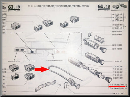 Choke kabel – Renault 16 (R1153) – OEM 7700501363