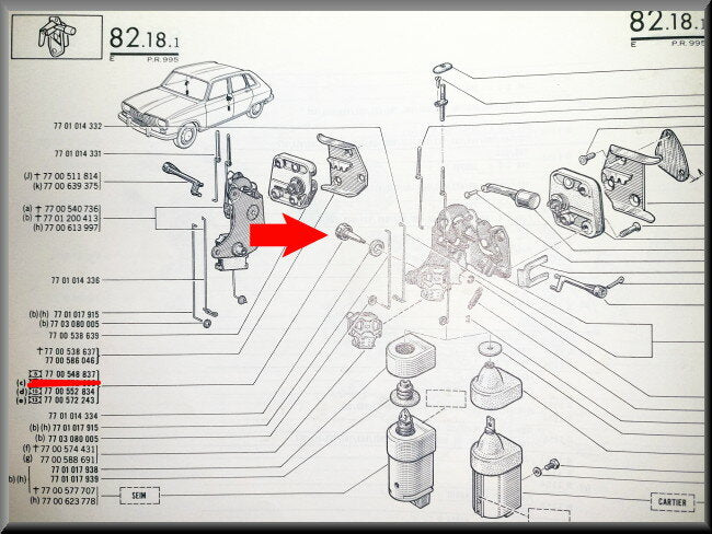 Knop centrale deur vergrendeling – Renault 16 TX – OEM 7700548837